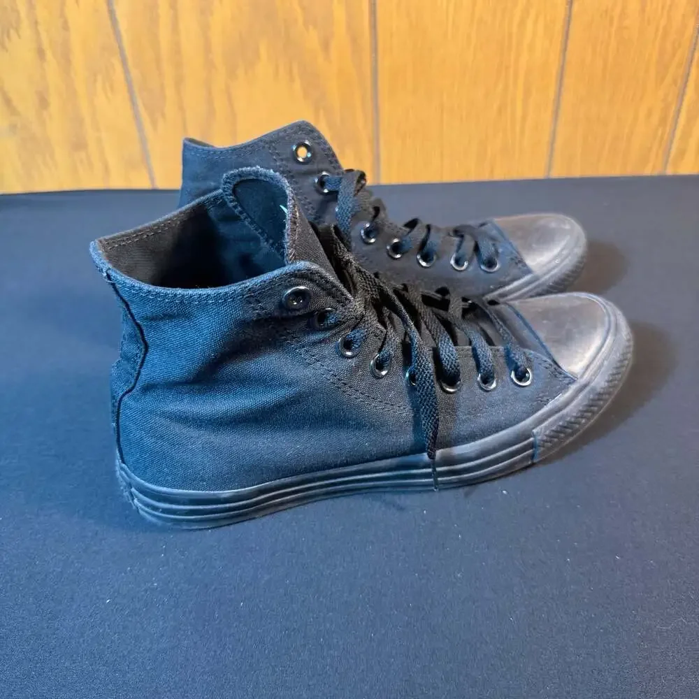 Converse Chuck Taylor All Star Monochrome Black High Top Sneakers Size 7 - Picture 2 of 6